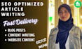 do SEO article writing, blog post writing and content writing