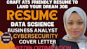 craft data science resume, data analytics, cyber security, business analyst CV