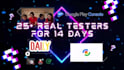 provide real 12 or 20 testers for google play console closed testing