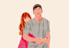 draw simple couple portrait in boho style