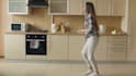 create funny female happy dance celebrating video ad