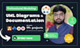 do uml, use case, class, activity diagram and react js app