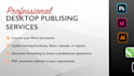 provide professional formating, layouts and desktop publishing services