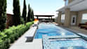 garden landscape design, rendering, modern creative backyard