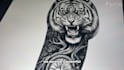 design a custom realistic tattoo portrait, sleeve, black , grey