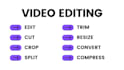 edit, split, crop, trim, merge, compress and convert videos