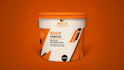 design paint bucket, drum sticker packaging, 3d mockups