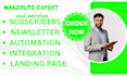 setup mailerlite account, landing page, form, newsletter, automation