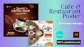 design product posters, cafe and restaurant posters, instagram posts