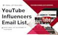 provide you targeted youtube influencers email list in any niche