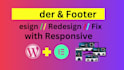 design wordpress header, mega menu, footer, website header with elementor pro