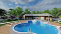 design your landscape, garden, backyard, pool, patio 3d rendering view