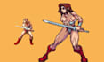 create topdown 2d pixel art animation character design, pixel icons spritesheet