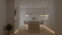 create a modern design kitchen interior with 3d rendering visualization
