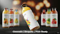 create realistic juice bottle label with 3d packaging mockup