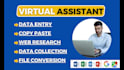 be your virtual assistant for data entry, copy paste, typing and web research
