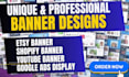 design aesthetic web banner ads for youtube display ads, google, shopify or etsy