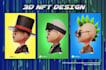 create custom 3d nft collection or nft art design with nft traits
