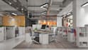 design and rendering modern office interior reception workstation