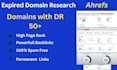 find an ahrefs DR 50 plus expired domain with no drop history