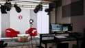 create realistic 3d design for broadcasting, recording, podcasting studio