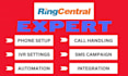 ringcentral phone system setup grasshopper a2p 10dlc IVR CRM twilo integration