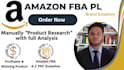 do manually profitable product research  on amazon fba