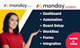 do monday setup, monday automations, integrations crm