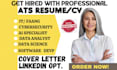 write cybersecurity, tech development, data science, data analyst, QA, IT resume