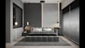 render 3d apartment interior, bedroom, living room, kitchen, bathroom