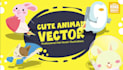 design flat cute animal vector illustrations for stickers, keychains and pins