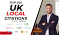 do 200 local citations for  local SEO UK ,USA, canada ,uae