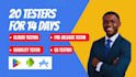 20 testers for google play closed testing, 20 app testers, pre release testing
