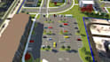 create 3d landscape design of residential or commercial area