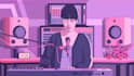 create lofi loop animation illustration and animated gif