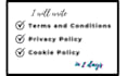 write your website terms and conditions, privacy policy in 48 hours