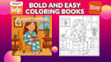 create coloring book pages and book cover for adults kids