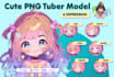 pngtuber cute or chibi vtuber design for live2d models or vtuber model