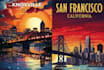 draw retro vintage poster travel poster wallart deco skyline landscape poster