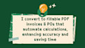 convert to fillable PDF invoice or purchase order with auto calculation