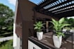 render modern rustic exterior,frame cabin house,modular sauna design,walkthrough