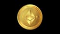 make 3d rotating coin logo animation spin loop, gold coin