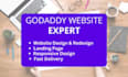 build cruixie godaddy website, godaddy landing page design and redesign