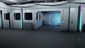 port 3d space station, corridor design, control space, cargo bay, sci fi cockpit