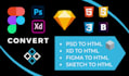 psd to HTML xd to HTML figma to HTML sketch to html css bootstrap javascript