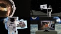 create 4 astronaut lands on the moon logo reveal