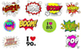 custom pop art, vintage, retro, 80s, 90s, and comic text