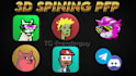 create an animated 3d spinning pfp for telegram and discord