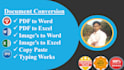 convert PDF to word, excel, png, jpg, typing, and retype job