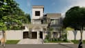 do residential render, front elevation render and exterior render